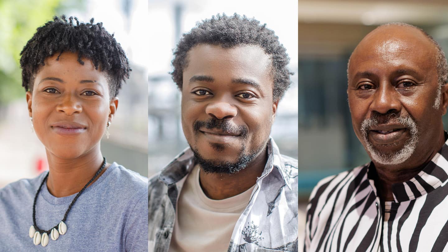 Portraits de Jeannine Dissimara Bessoga, Israel Nzila et Hassane Kassi Kouyaté