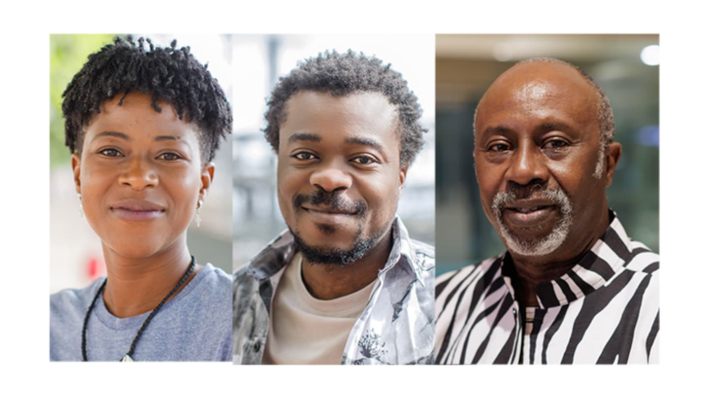 Portraits de Jeannine Dissimara Bessoga, Israel Nzila et Hassane Kassi Kouyaté